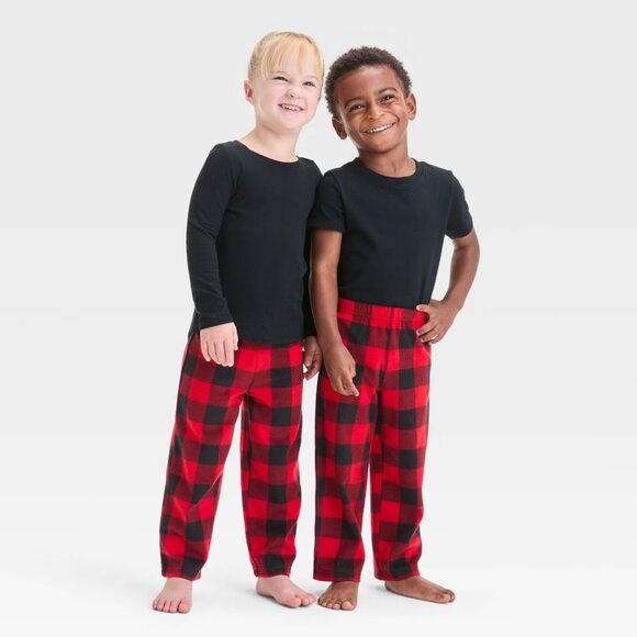 NEW Wondershop Toddler/Big Boy Red Buffalo Check Microfleece Pajama Pants - Picture 1 of 9